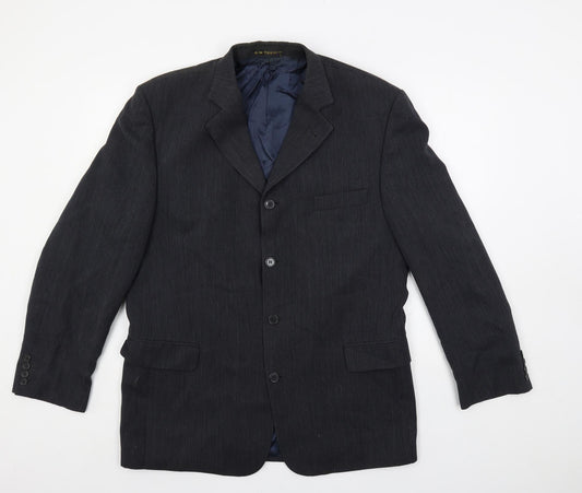 AW Trench Mens Blue Wool Jacket Blazer Size 44 Regular