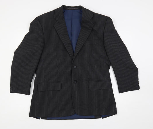 Executex Mens Grey Striped Polyester Jacket Suit Jacket Size 40 Regular