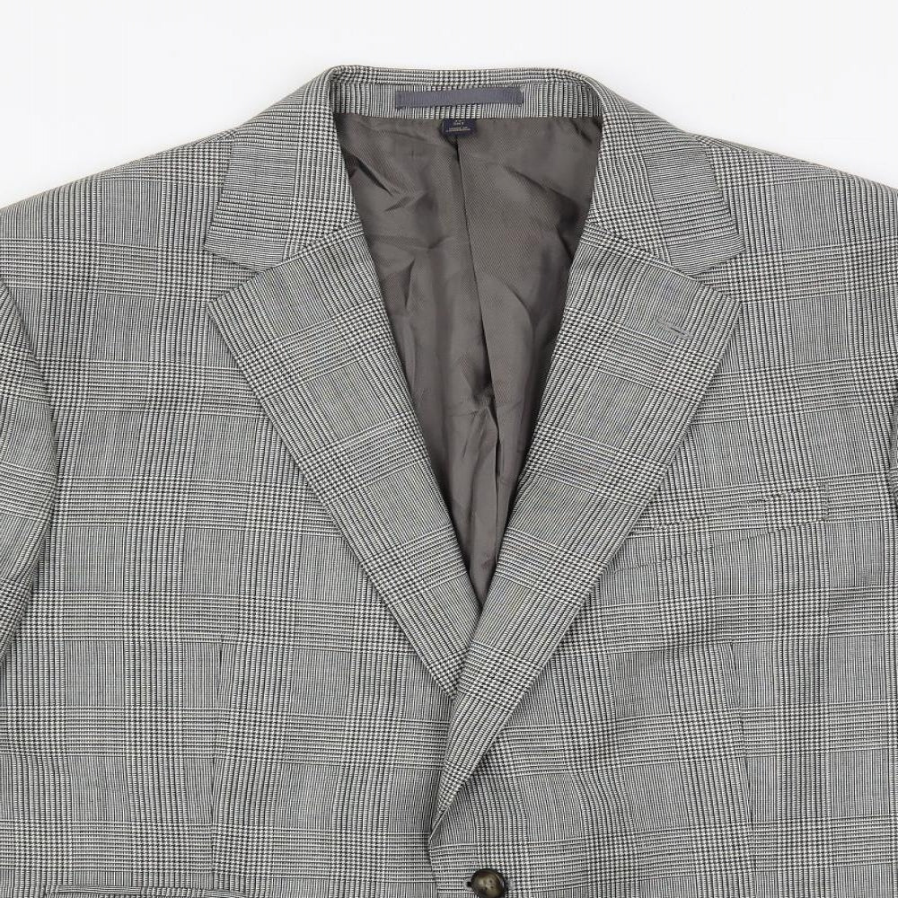 Marks and Spencer Mens Grey Plaid Wool Jacket Suit Jacket Size 44 Regular