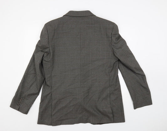 Marks and Spencer Mens Grey Geometric Polyester Jacket Suit Jacket Size 44 Regular