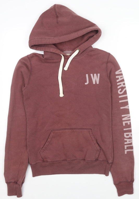 Jack Wills Womens Brown Cotton Pullover Hoodie Size 8 Pullover