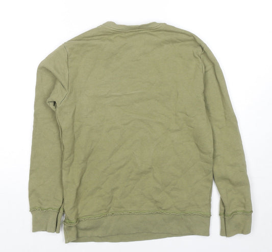 United Colors of Benetton Girls Green Cotton Pullover Sweatshirt Size 8-9 Years Pullover