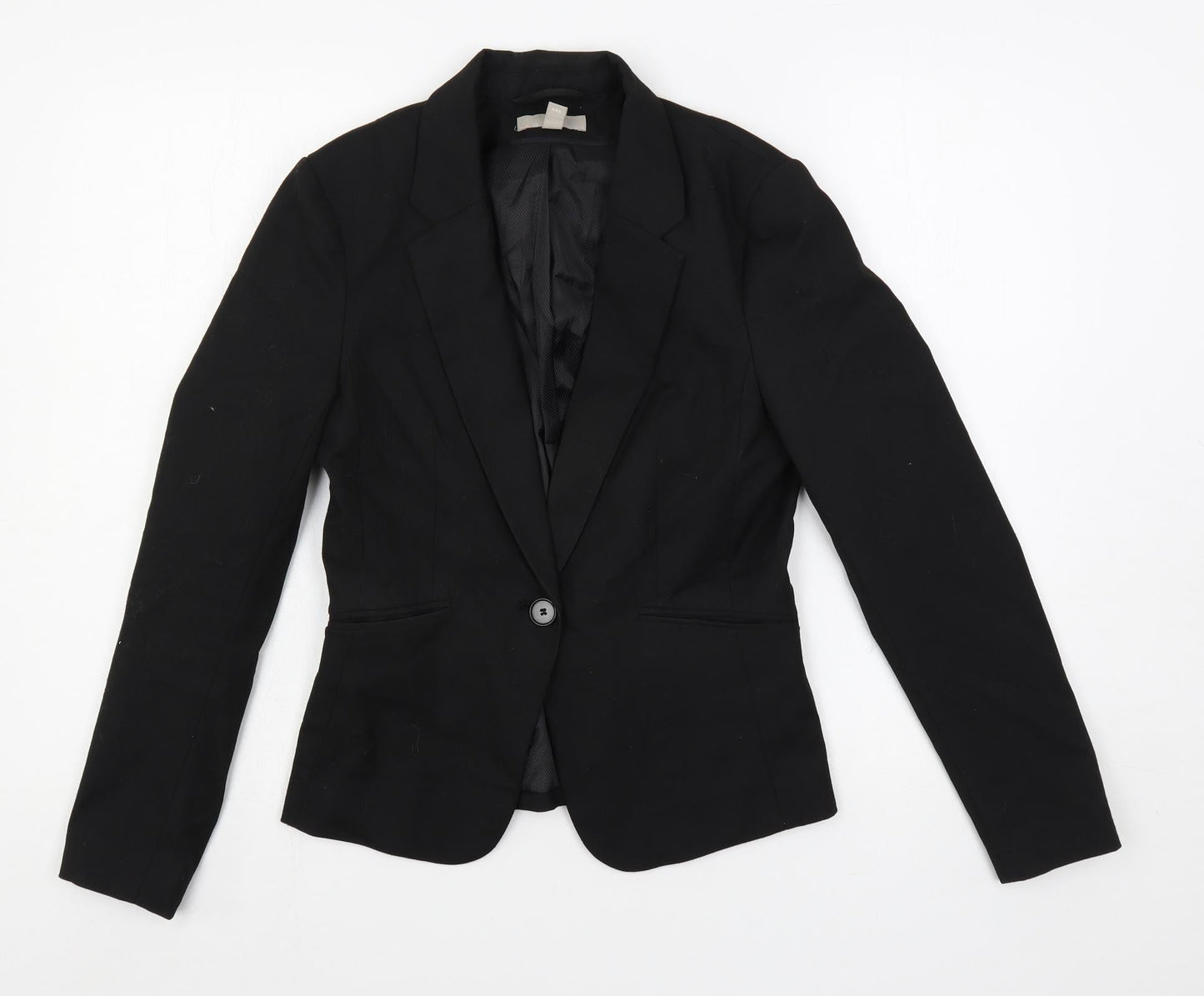 H&M Womens Black Jacket Blazer Size 8 Button