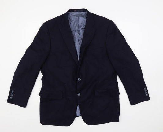 Hart Schaffner Marx Mens Blue Polyester Jacket Blazer Size 44 Regular
