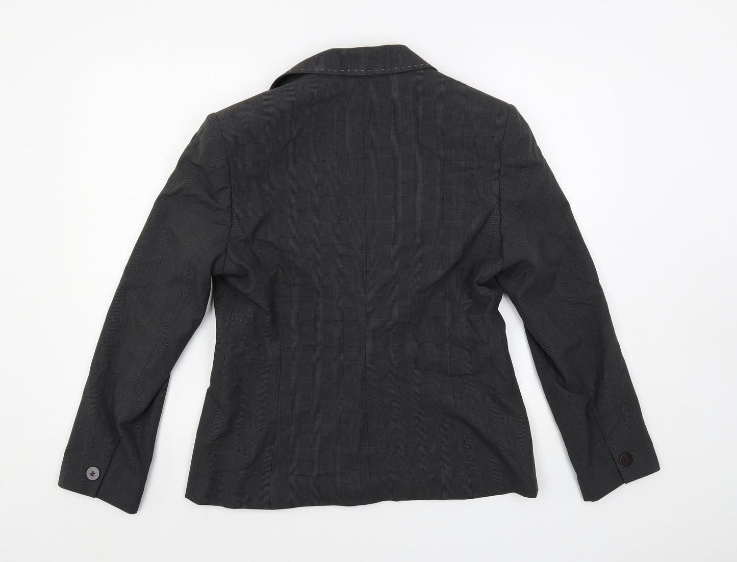 NEXT Womens Grey Plaid Jacket Blazer Size 14 Button