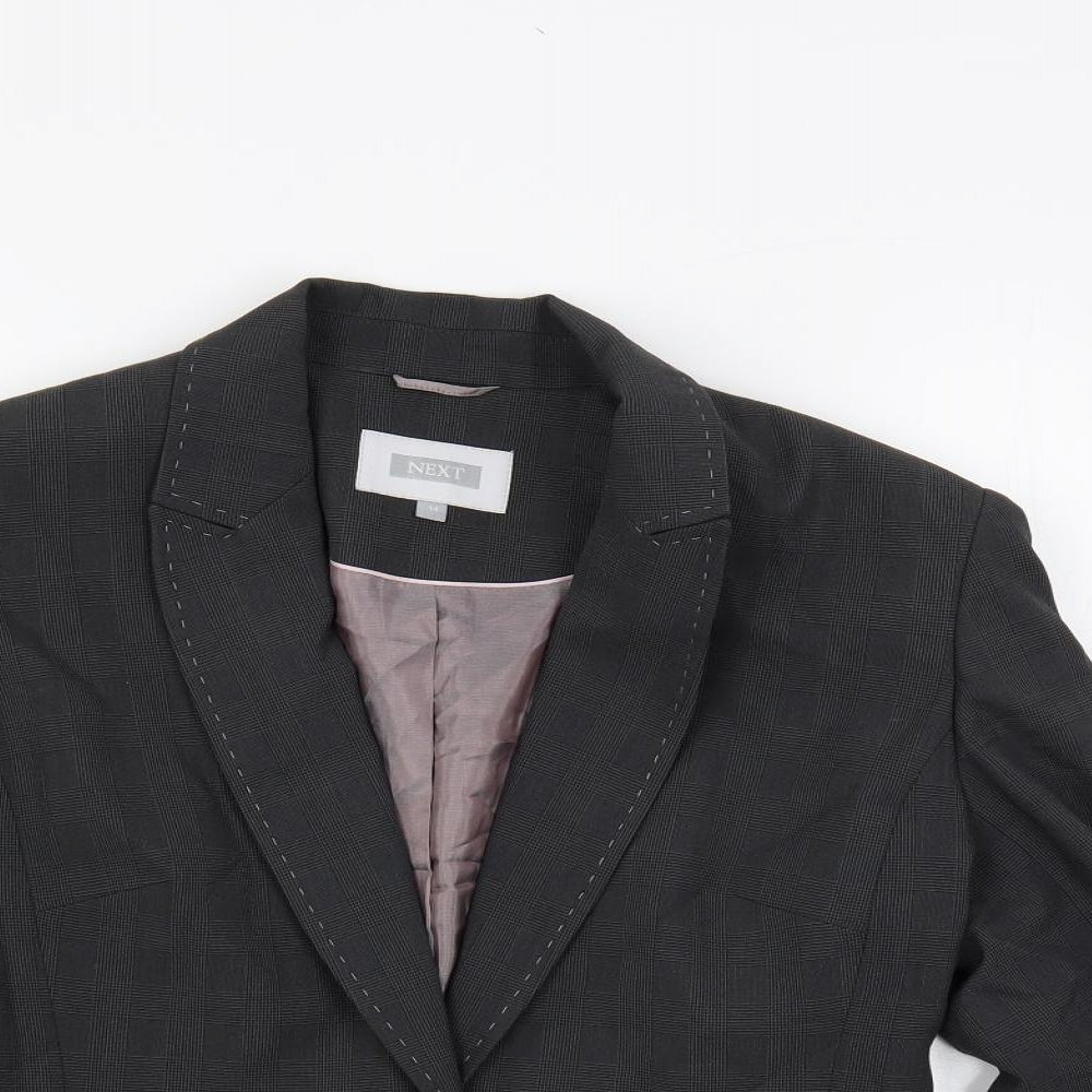 NEXT Womens Grey Plaid Jacket Blazer Size 14 Button