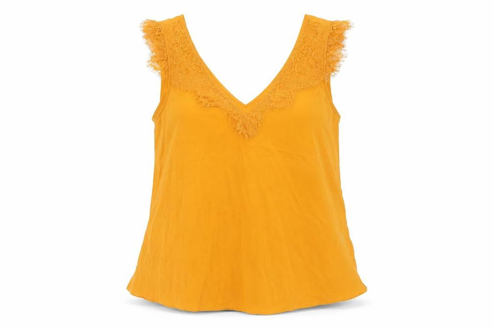 Womens UK Size S French Connection Yellow Polyester Blouse
