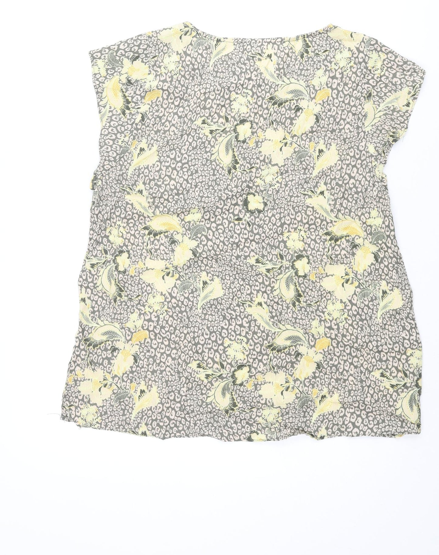Saint Tropez Clothing Womens Multicoloured Geometric Polyester Basic Blouse Size L Round Neck - Leopard Floral Print