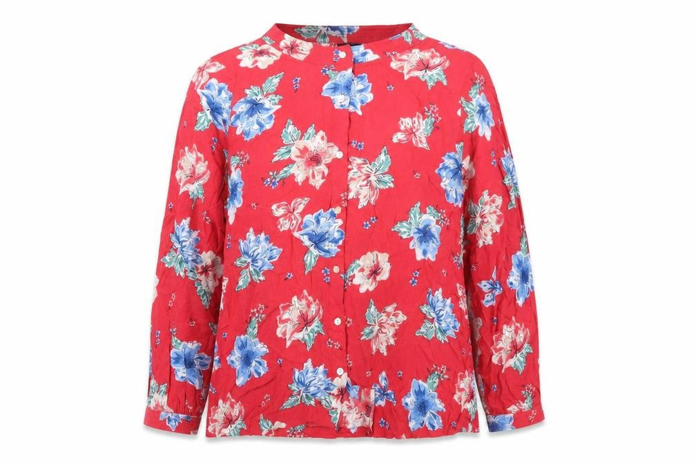 Womens UK Size 16 EWM Red Viscose Blouse