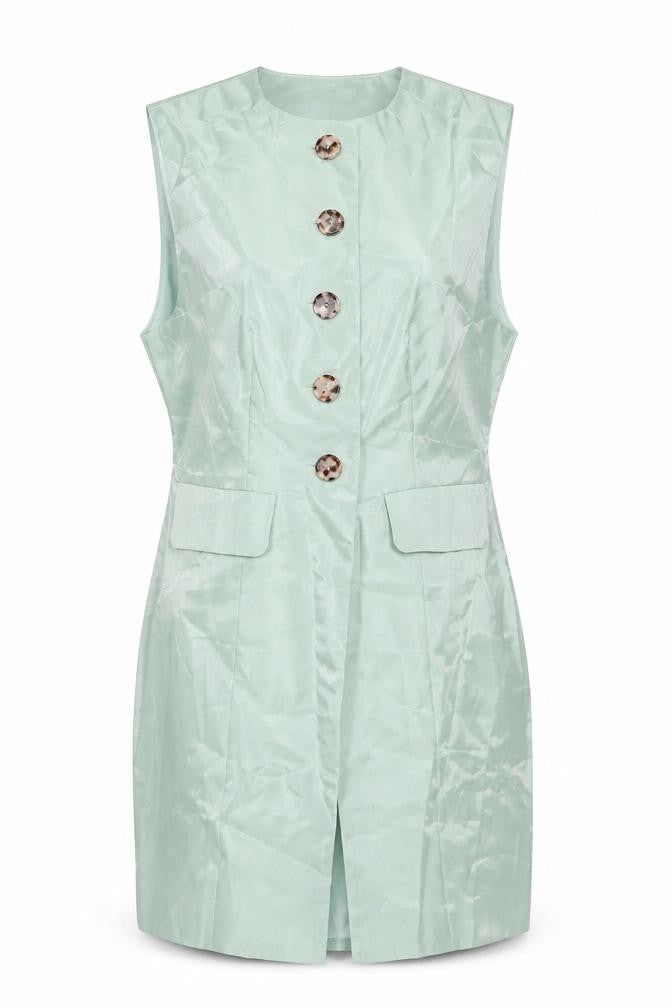 Annorlunda Womens Green Gilet Jacket Size 14 Button