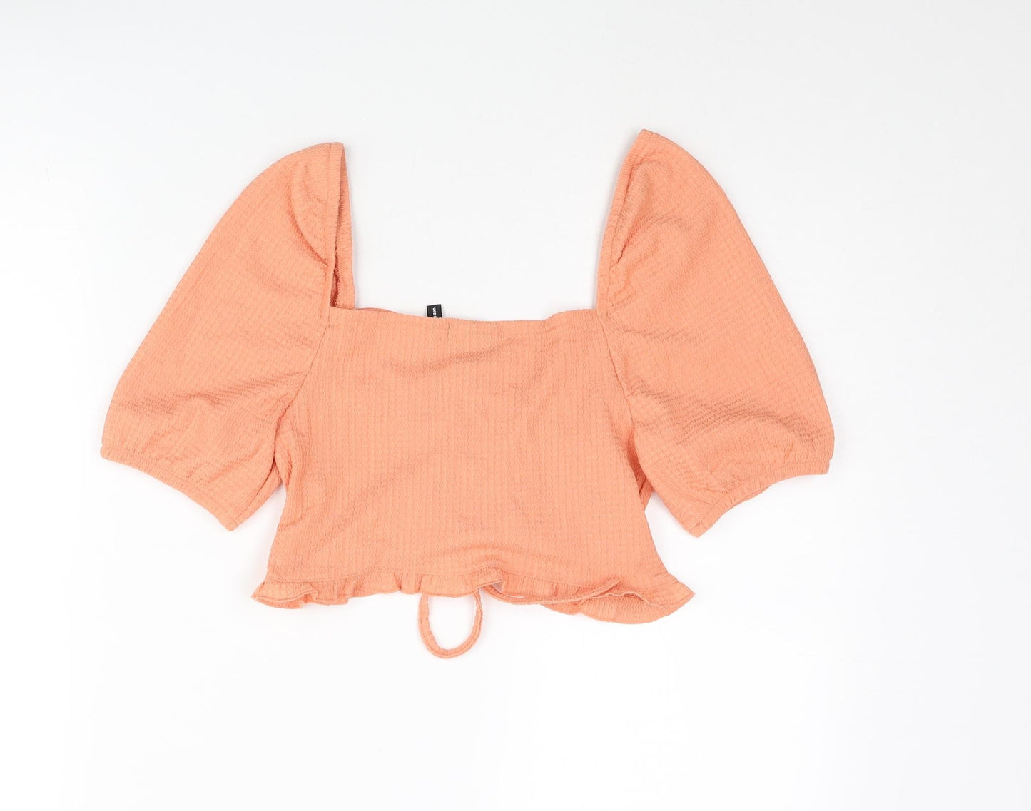 ASOS Womens Orange Polyester Cropped Blouse Size 8 Sweetheart - Frill Rouched Bow