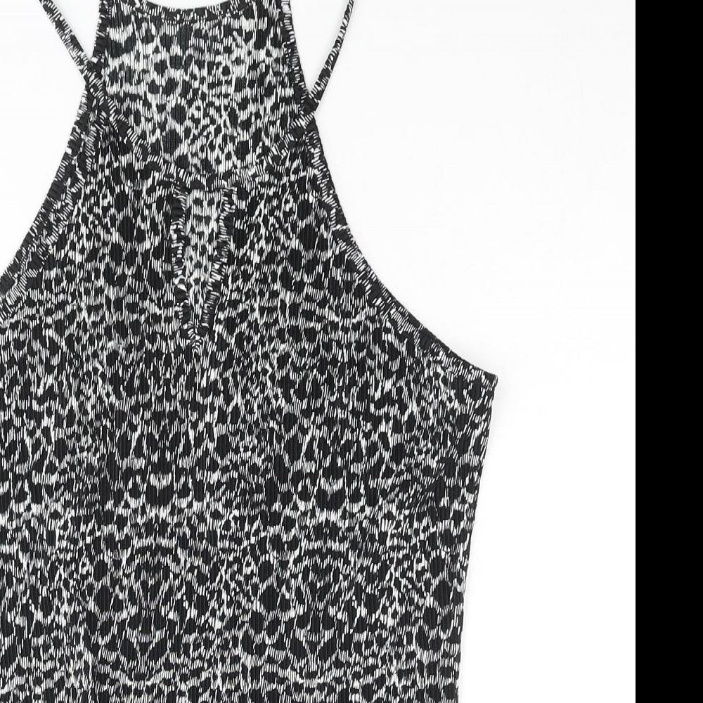 NEXT Womens Black Geometric Polyester Camisole Blouse Size 14 Square Neck