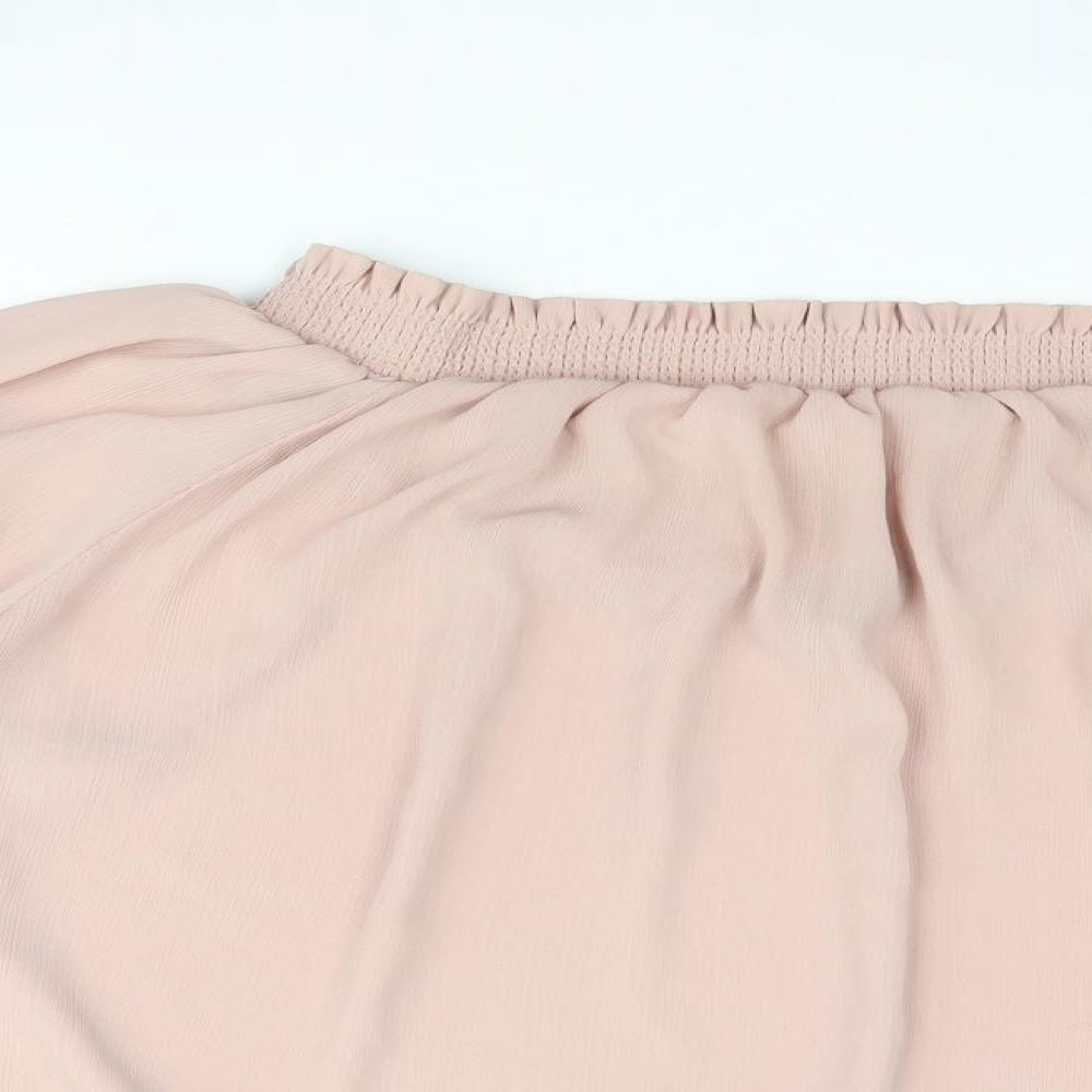 New Look Womens Pink Polyester Basic Blouse Size 14 Boat Neck - Rouched