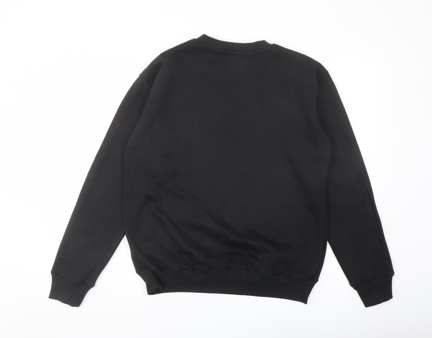 PRETTYLITTLETHING Mens Black Cotton Pullover Sweatshirt Size S