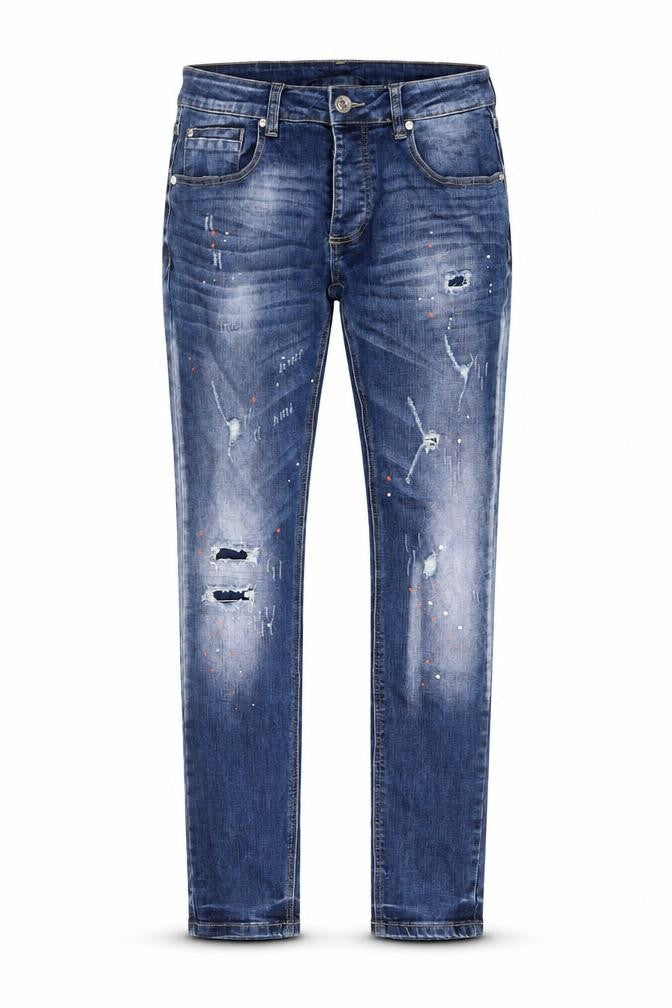 Kings Will Denim Mens Blue Cotton Skinny Jeans Size 28 in L29 in Regular Button