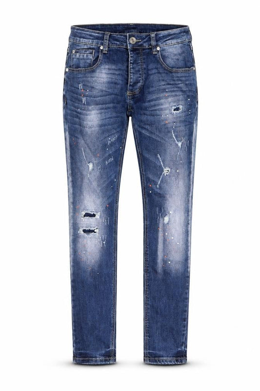 Kings Will Denim Mens Blue Cotton Skinny Jeans Size 28 in L29 in Regular Button