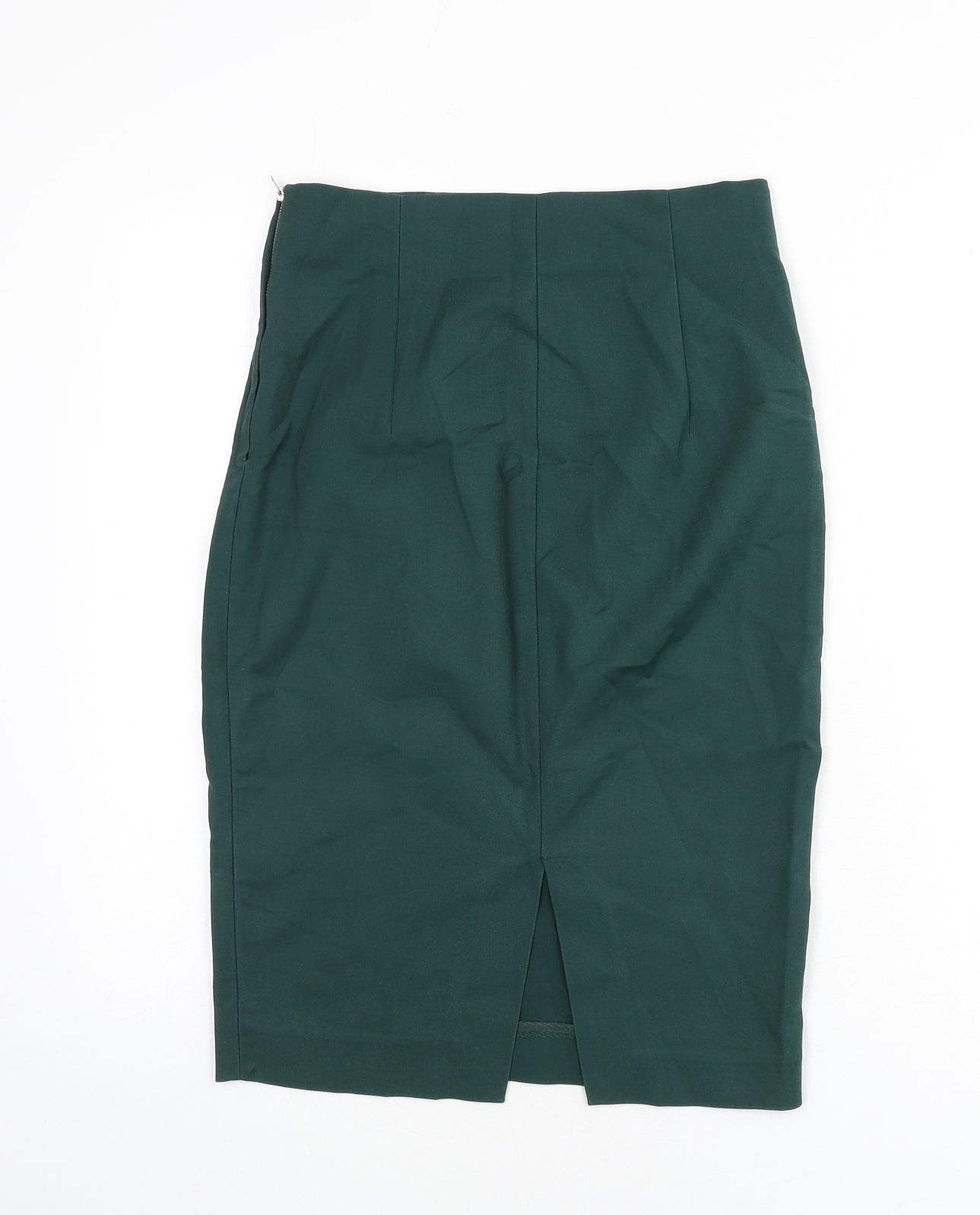 Zara Womens Green Polyester Straight & Pencil Skirt Size XS Zip - Slit