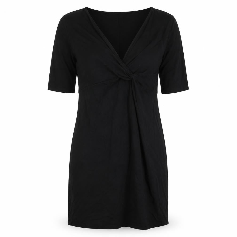 H&M Womens Black Viscose Sheath Size M V-Neck Pullover - Knot Front