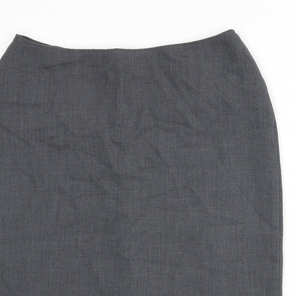 St Michael Womens Grey Polyester Straight & Pencil Skirt Size 18 Zip - Slit