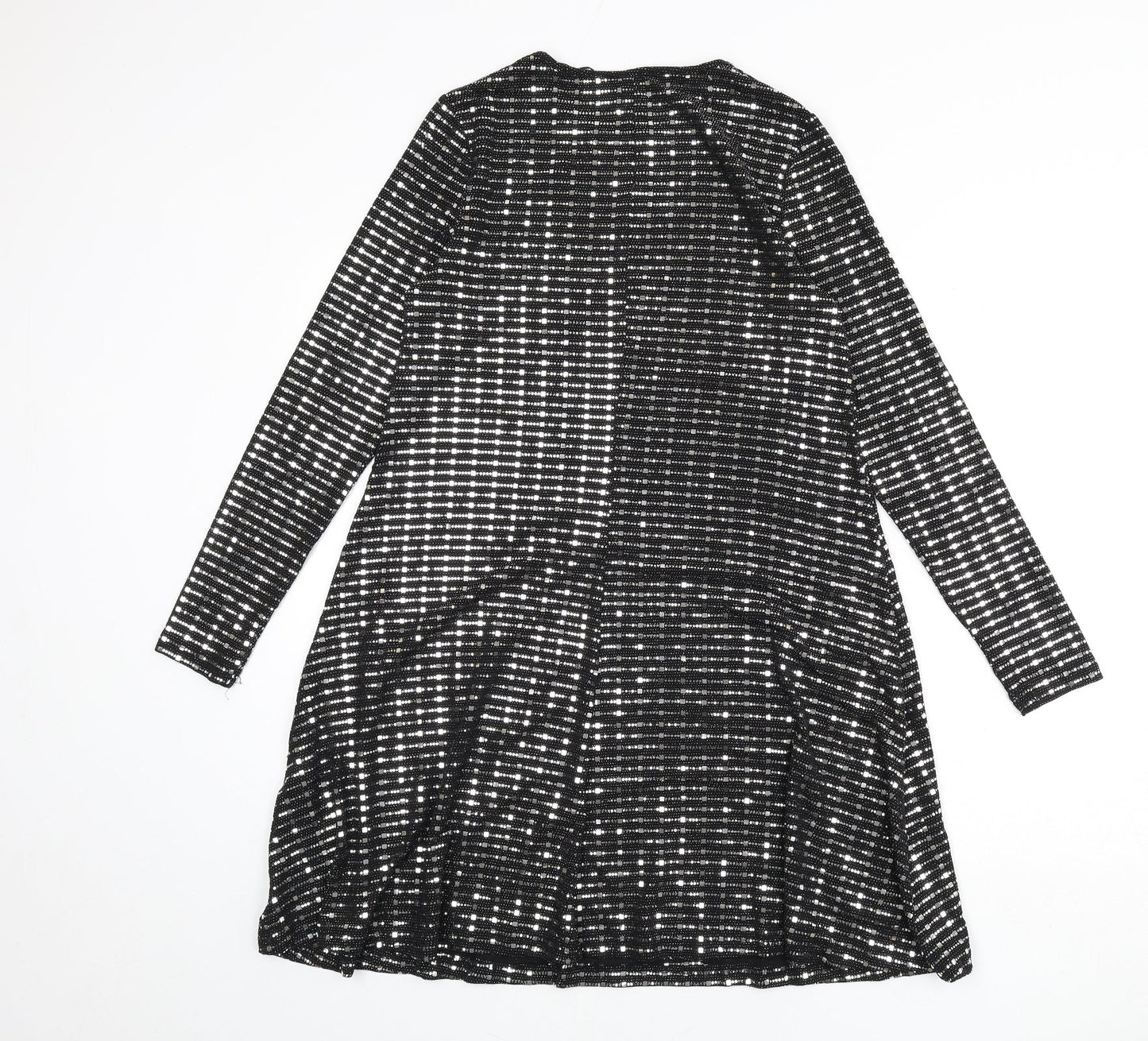 Blue Vanilla Womens Black Nylon A-Line Size S Round Neck Pullover - Sequins