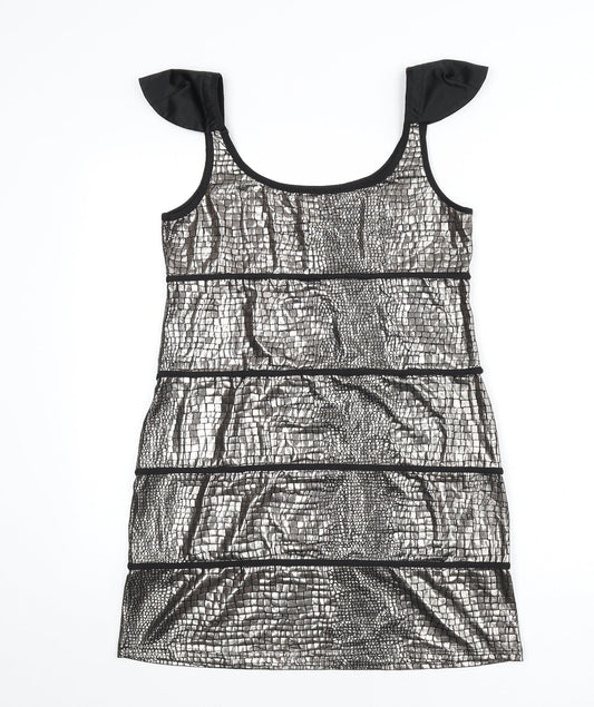 Spicy Sugar Womens Gold Animal Print Polyester A-Line Size 12 Scoop Neck Pullover - Snake Skin Print
