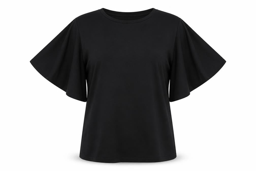 H&M Womens Black Polyester Basic Blouse Size S Round Neck
