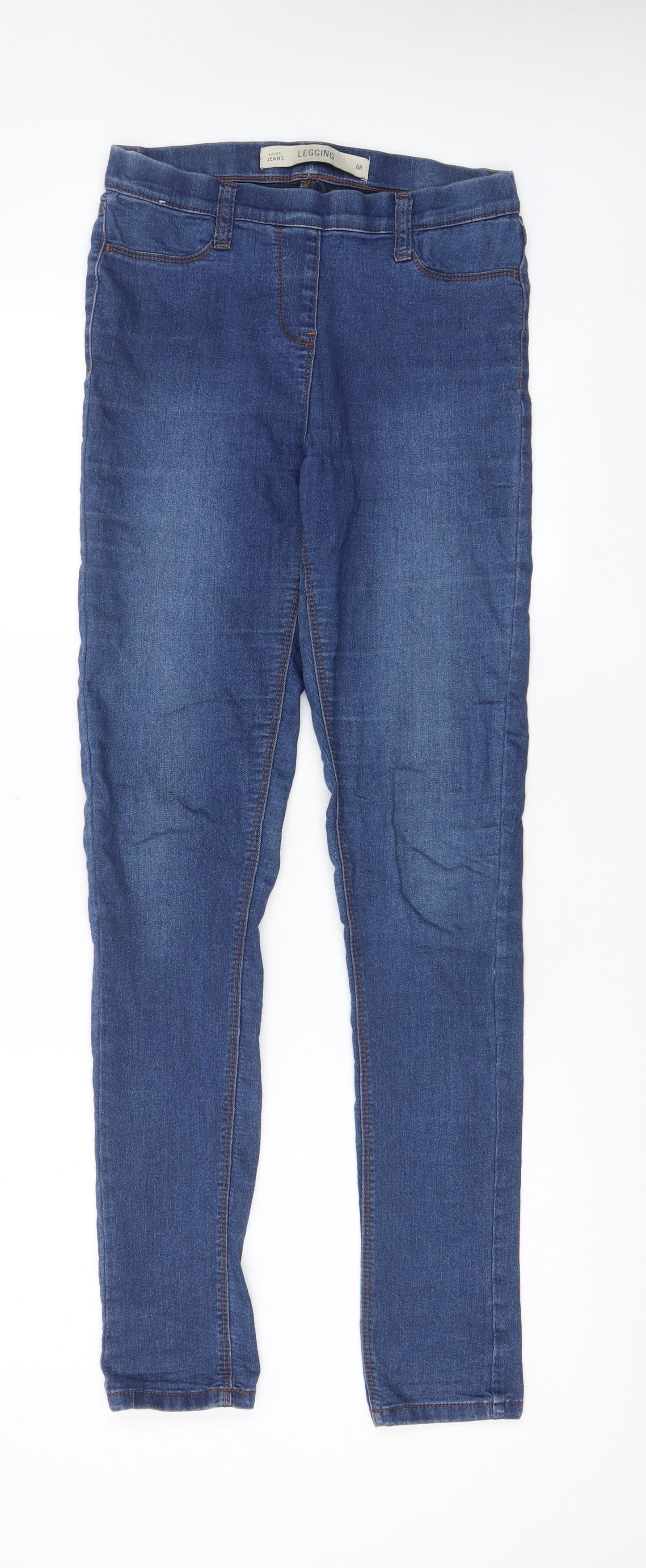 NEXT Womens Blue Cotton Jegging Jeans Size 6 L30 in Regular - Elasticated Waist