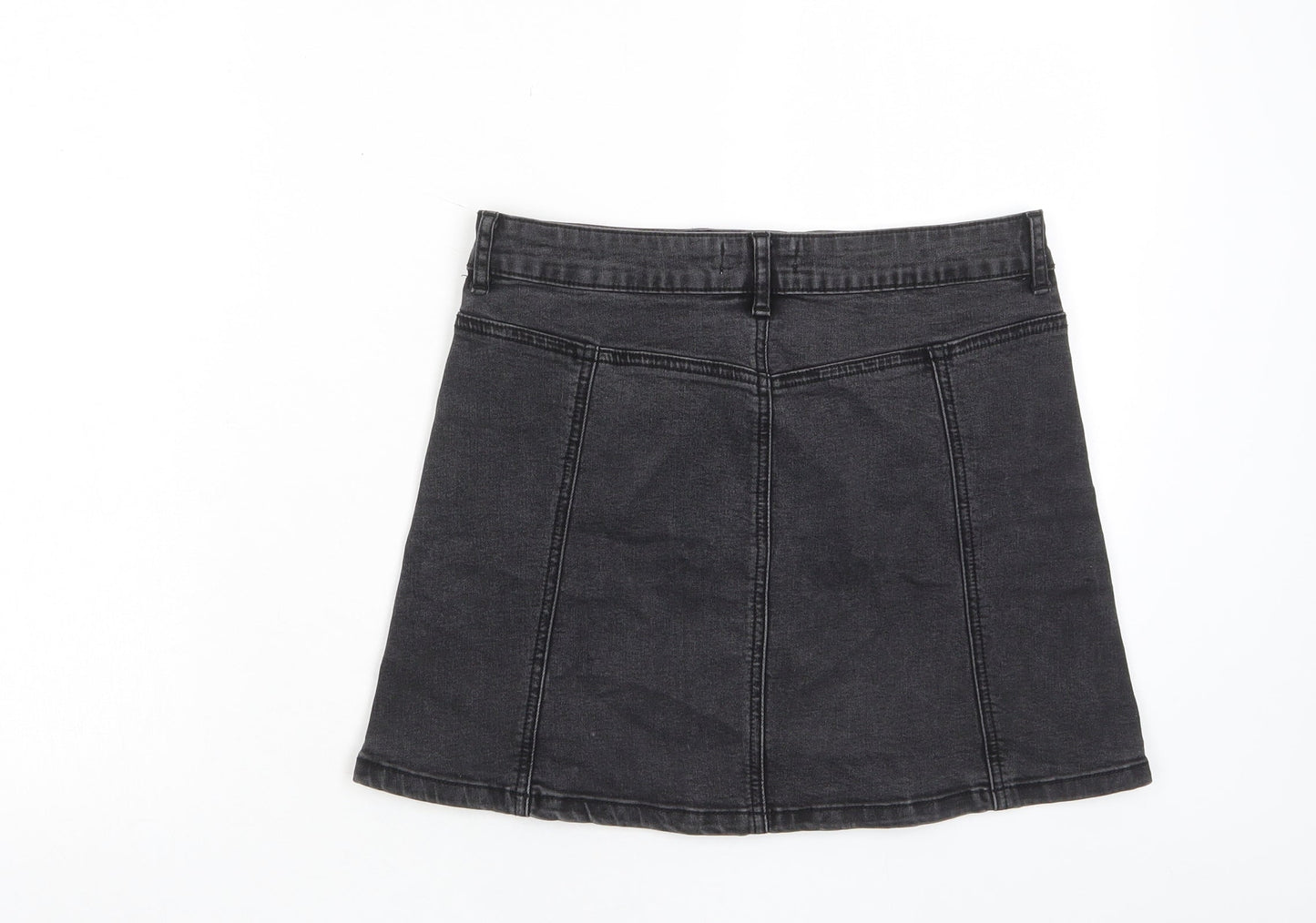 FOREVER 21 Womens Grey Cotton A-Line Skirt Size 27 in Button - Pockets