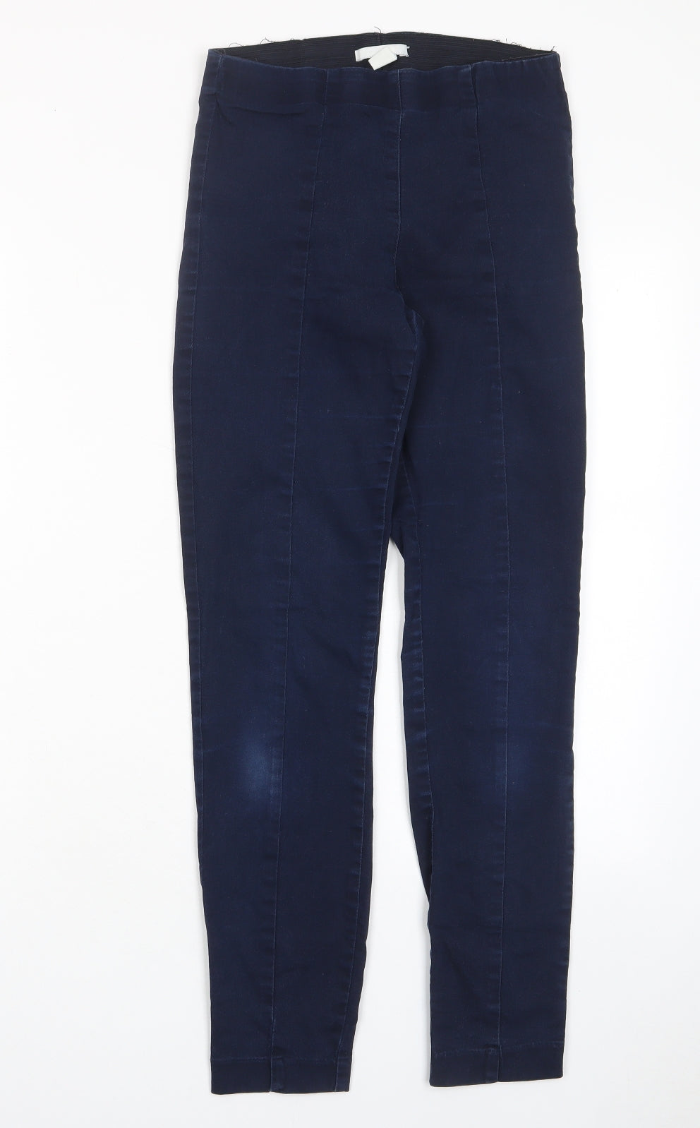 H&M Womens Blue Cotton Capri Trousers Size 6 L27 in Regular - Elasticated Waist