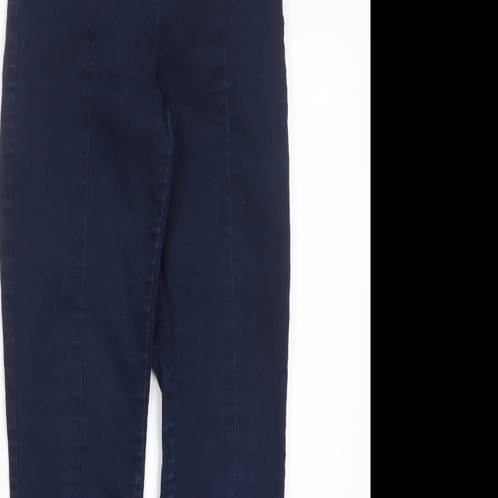 H&M Womens Blue Cotton Capri Trousers Size 6 L27 in Regular - Elasticated Waist