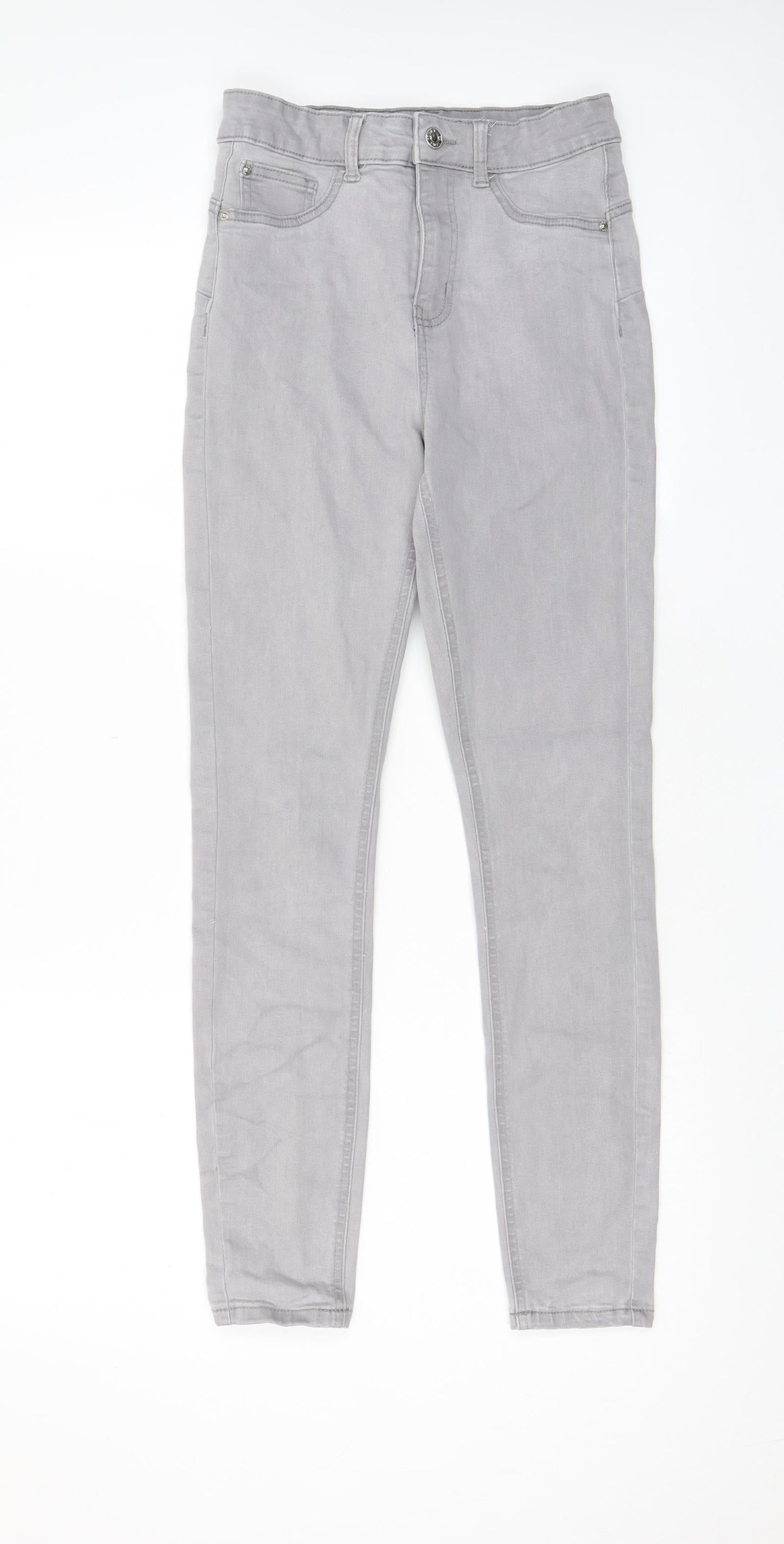 Denim & Co. Womens Grey Cotton Skinny Jeans Size 10 L27 in Regular Zip - Pockets