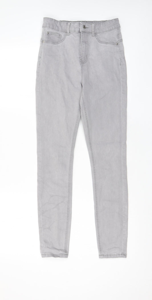 Denim & Co. Womens Grey Cotton Skinny Jeans Size 10 L27 in Regular Zip - Pockets