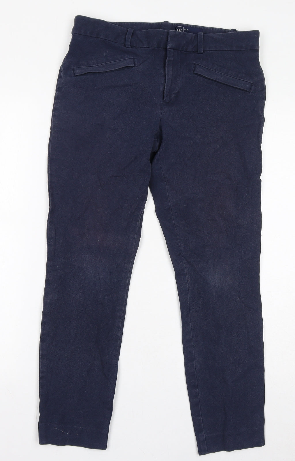 Gap Womens Blue Cotton Chino Trousers Size 8 L27 in Regular Zip