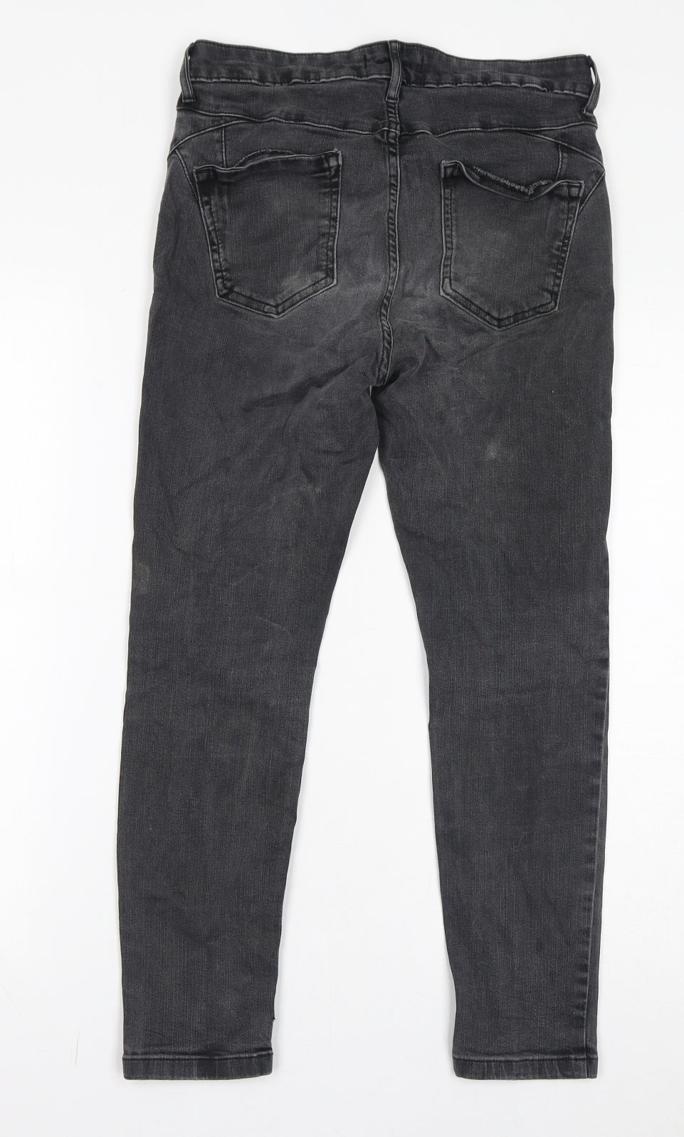Marks and Spencer Womens Grey Cotton Skinny Jeans Size 12 L25 in Regular Zip