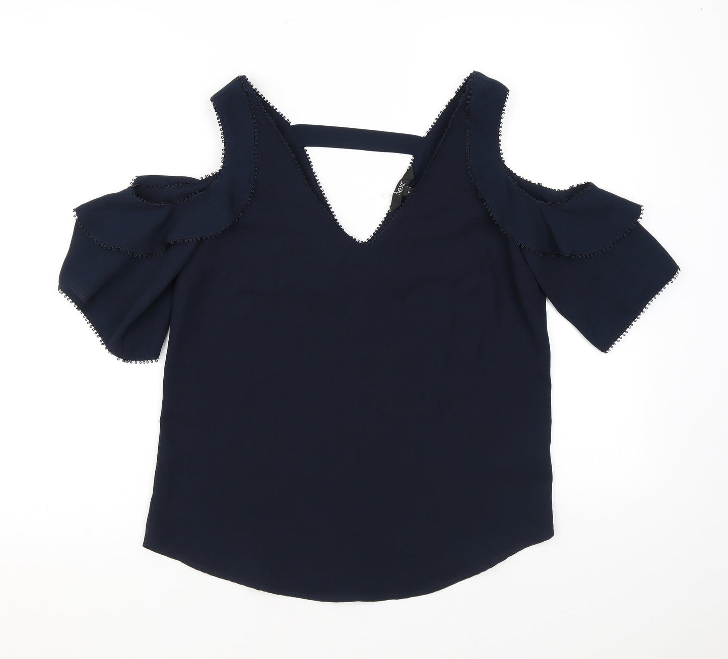 NEXT Womens Black 100% Cotton Basic Tank Size 6 V-Neck - Cold Shoulder