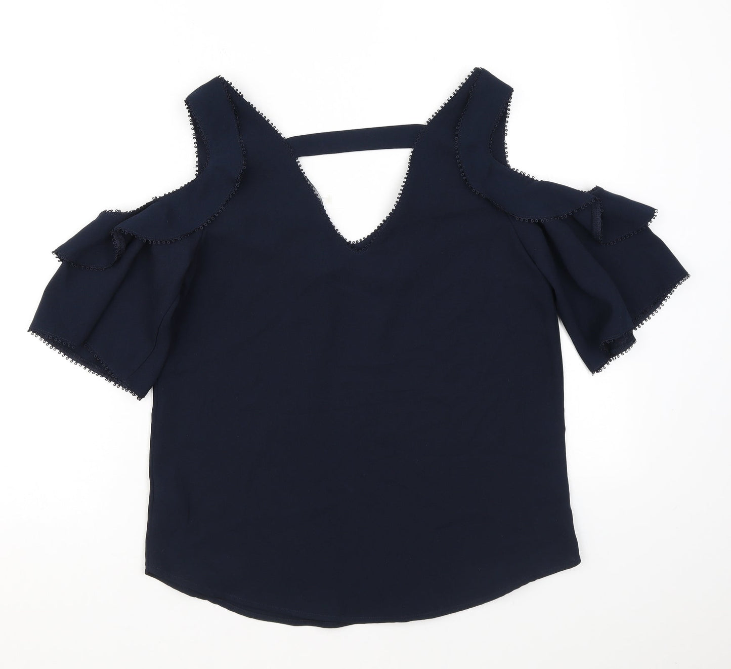NEXT Womens Black 100% Cotton Basic Tank Size 6 V-Neck - Cold Shoulder