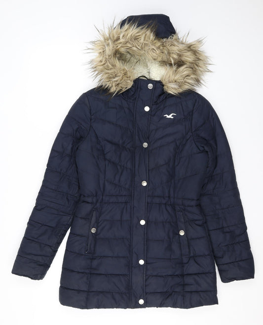 Hollister Womens Blue Parka Coat Size XS Zip - Hooded