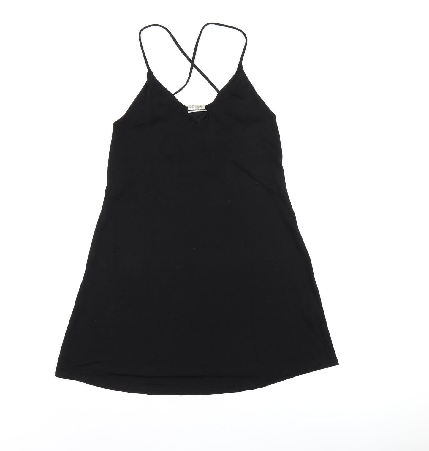 River Island Womens Black Rayon Mini Size 8 V-Neck Pullover