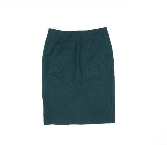 Sino London Womens Green Wool Straight & Pencil Skirt Size 12 Zip