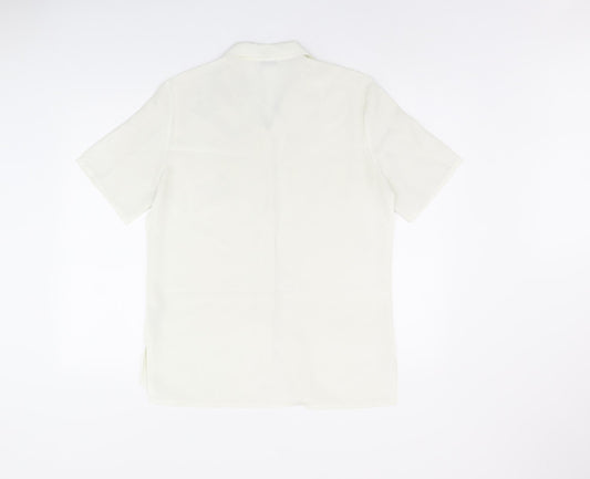 St Michael Womens White Polyester Basic Button-Up Size 10 Collared - Vintage