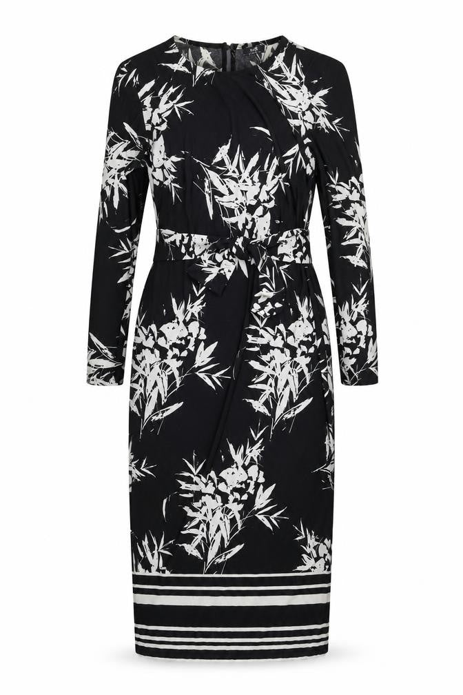 Wallis Womens Black Floral Polyester Bodycon Size 10 Round Neck Button