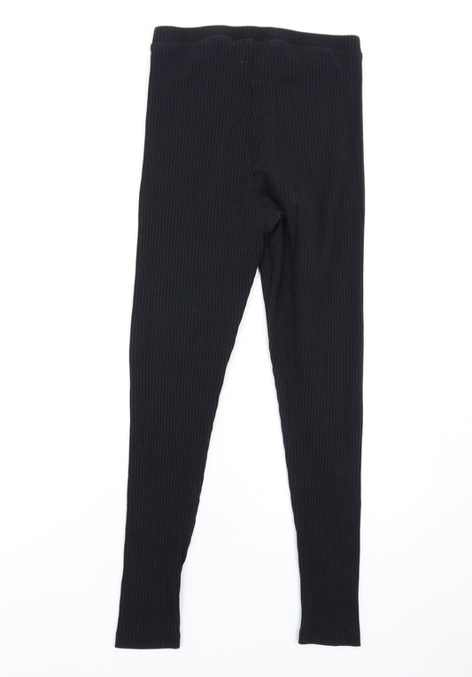 EDC Womens Black Cotton Carrot Leggings Size S L28 in - Ribbed