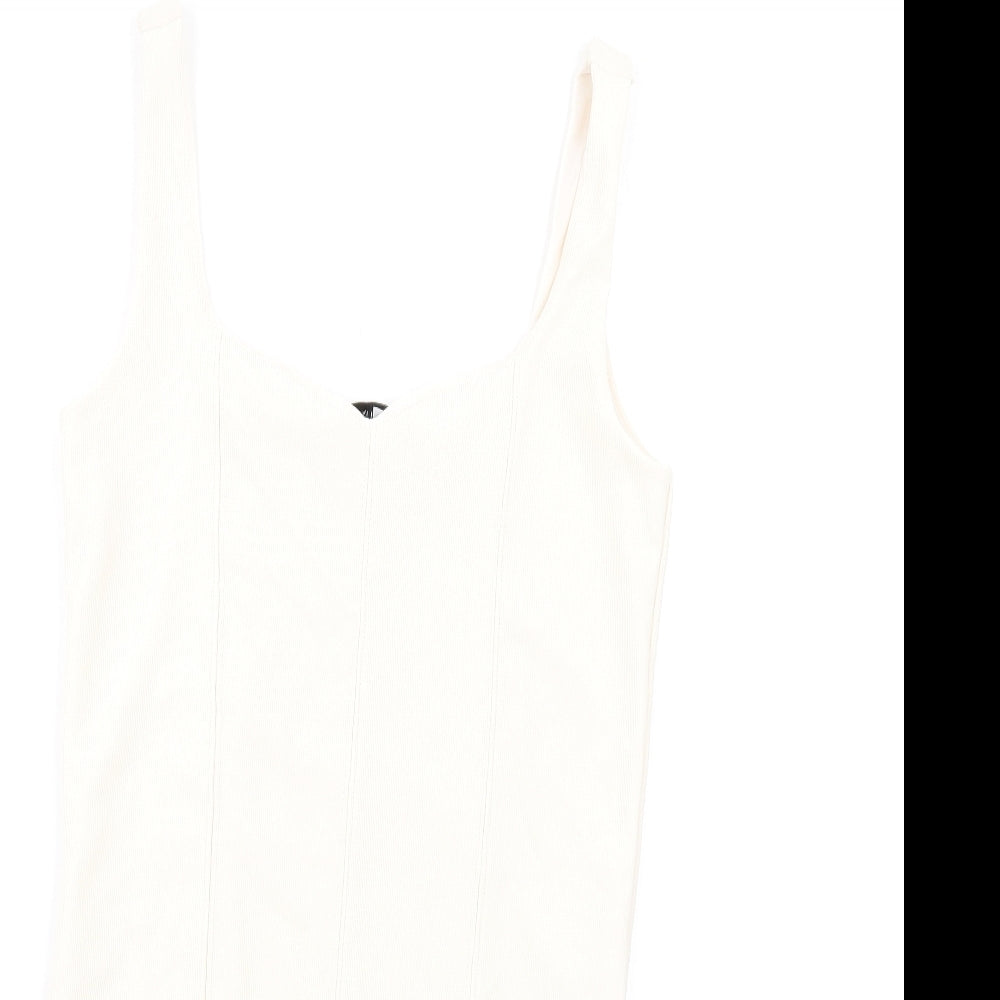 Stradivarius Womens Ivory Polyester Bodycon Size M Sweetheart Pullover