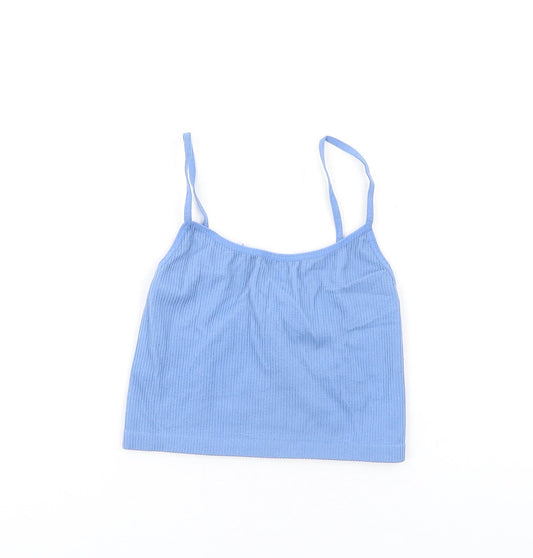 Stradivarius Womens Blue Polyamide Camisole Tank Size S Scoop Neck