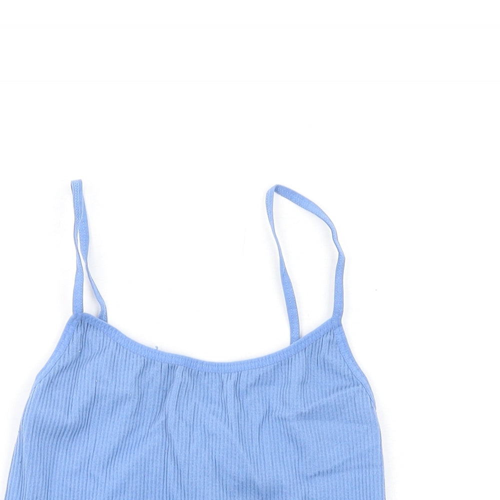Stradivarius Womens Blue Polyamide Camisole Tank Size S Scoop Neck