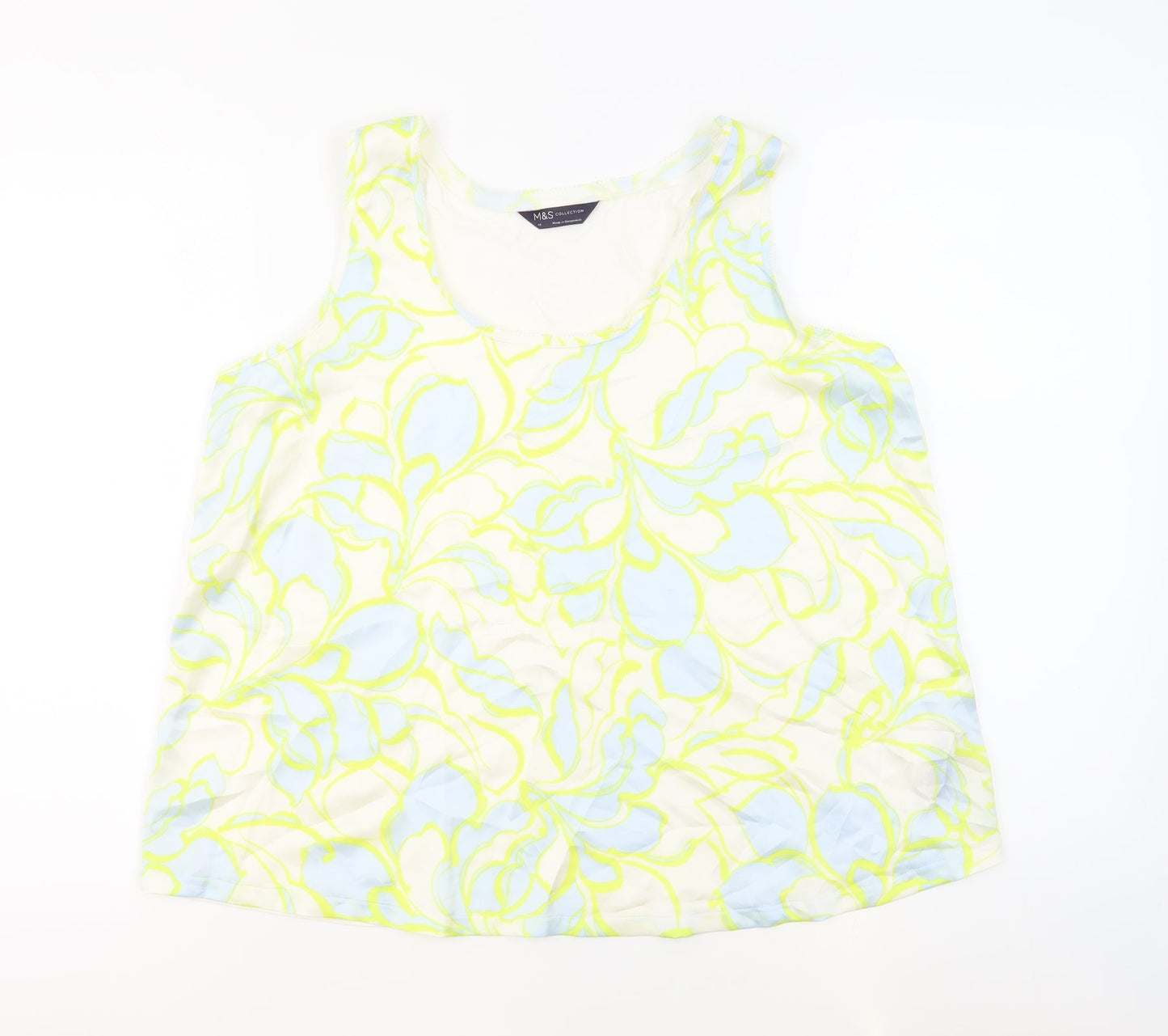 Marks and Spencer Womens Ivory Geometric Polyester Basic Tank Size 14 Boat Neck