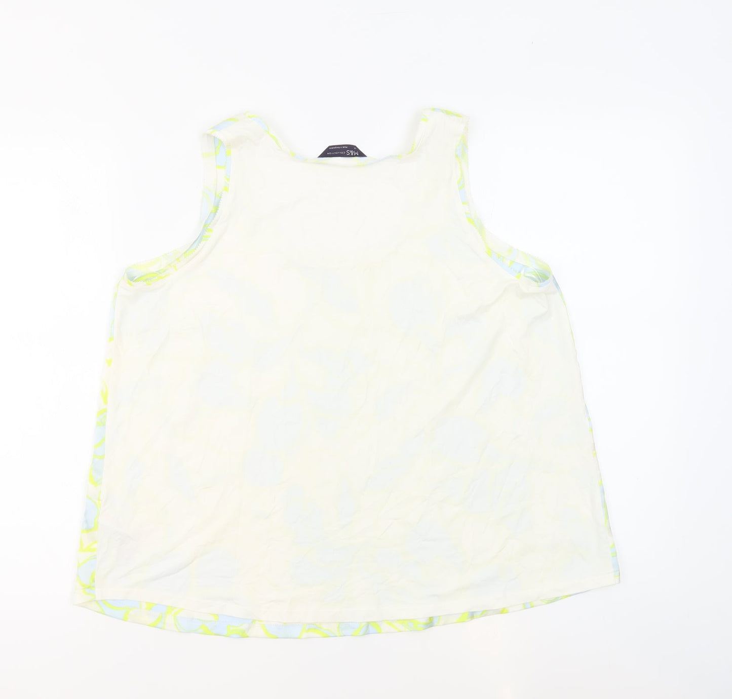 Marks and Spencer Womens Ivory Geometric Polyester Basic Tank Size 14 Boat Neck