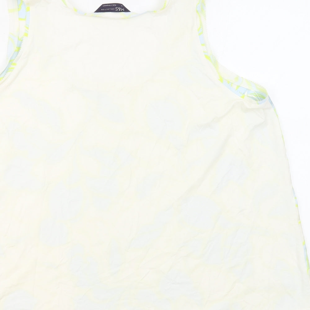 Marks and Spencer Womens Ivory Geometric Polyester Basic Tank Size 14 Boat Neck