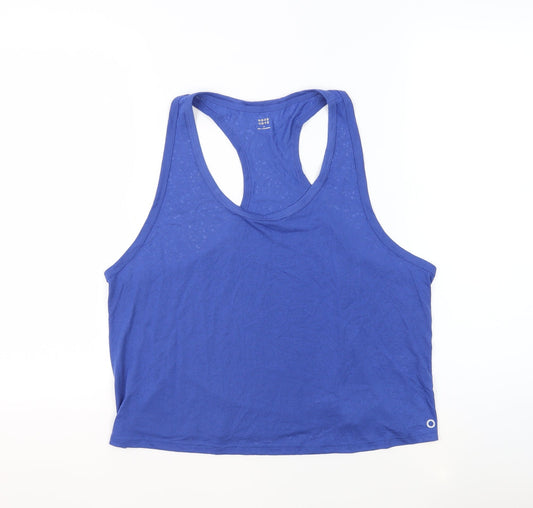 GOODMOVE Womens Blue Polyester Basic Tank Size 18 Scoop Neck Pullover - Sheer