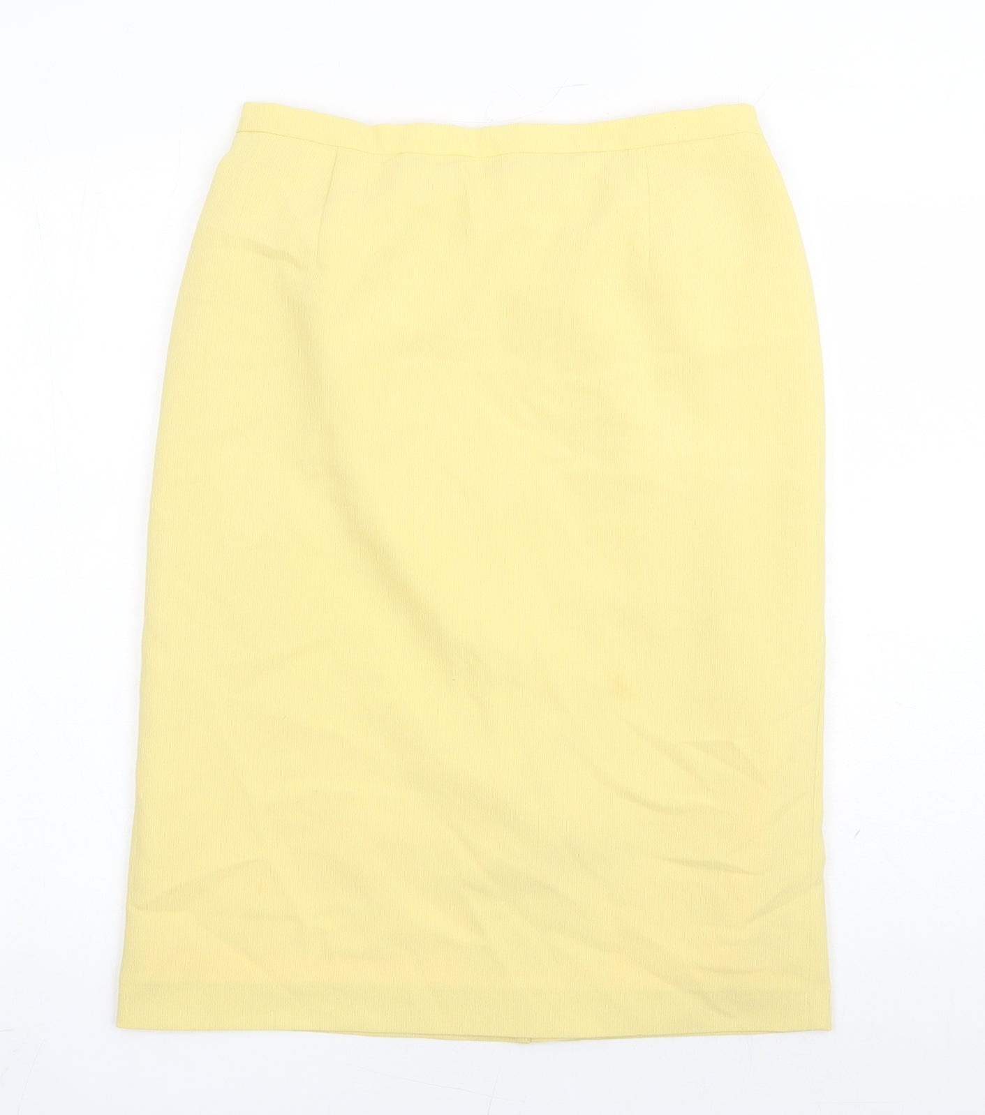 Janine Pauporte Womens Yellow Polyester A-Line Skirt Size 32 in Zip - Elasticated Waist Lined